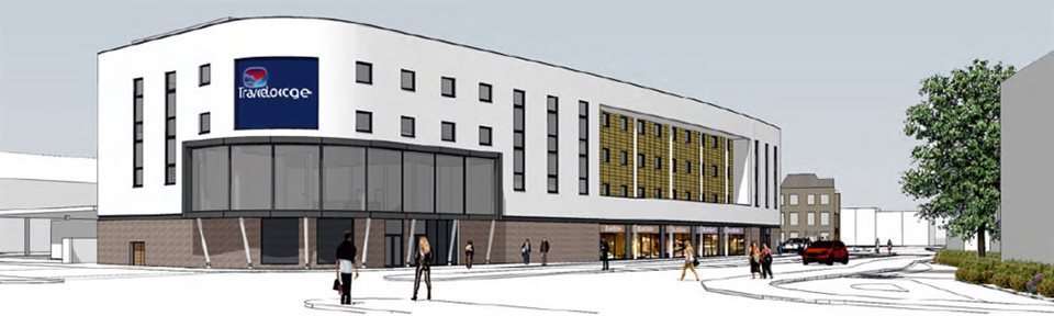 The artistic design of the Travelodge hotel, planned for the Dover Town Investment Zone retail and leisure venue