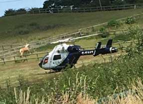 Air ambulance landed in a field at Westbere. Pic: @RobbieHB