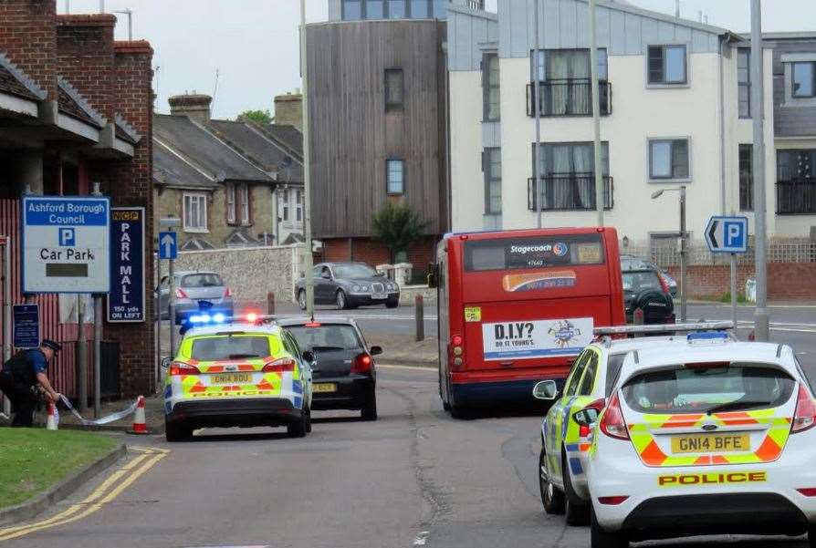 Police closed the entrance to the car park