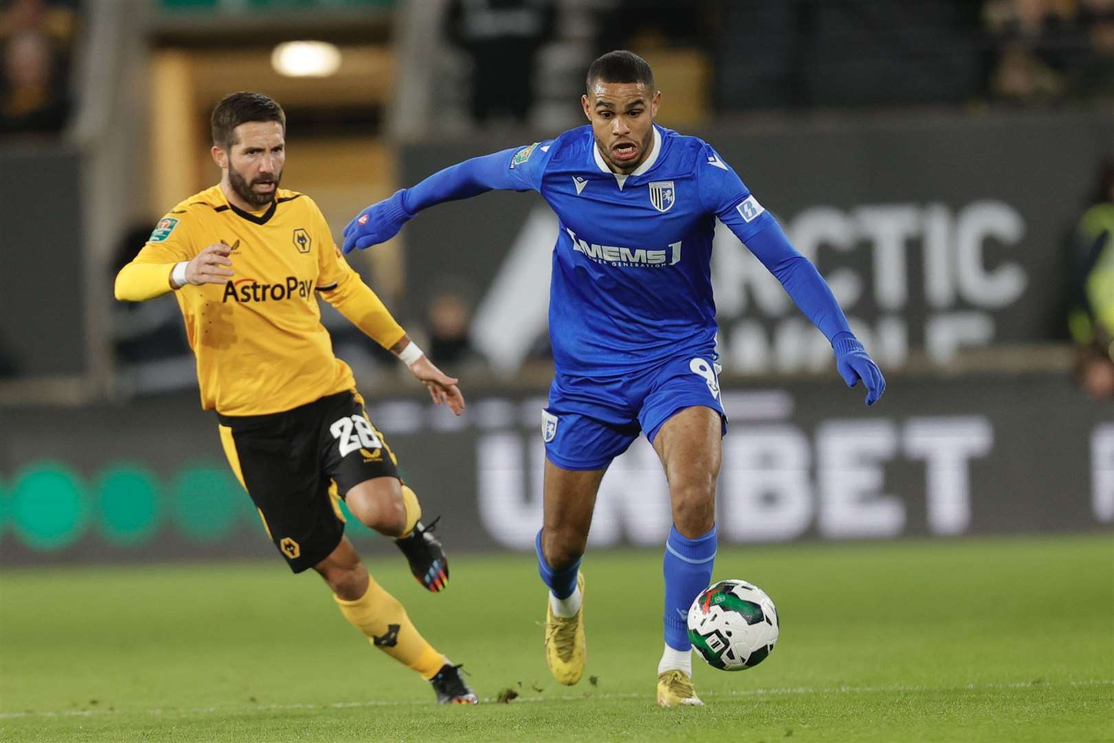 Mikael Mandron charges forward in attack for Gillingham