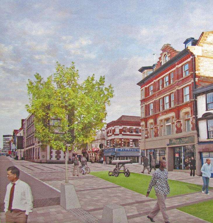 An artist’s impression of how the Lower High Street might look after regeneration