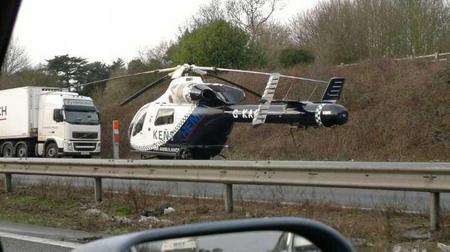 Kent Air Ambulance lands on the M20.