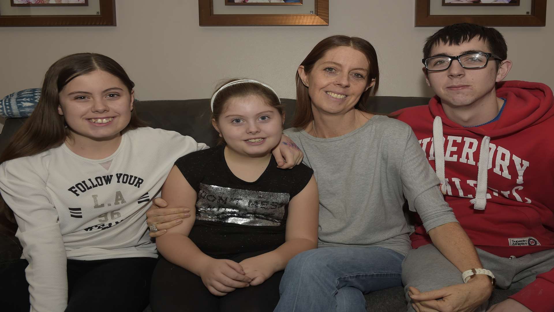 Samantha Rose with her daughters, Caitlin aged eleven, Georgia aged eight, Sam and son Ben aged seventeen