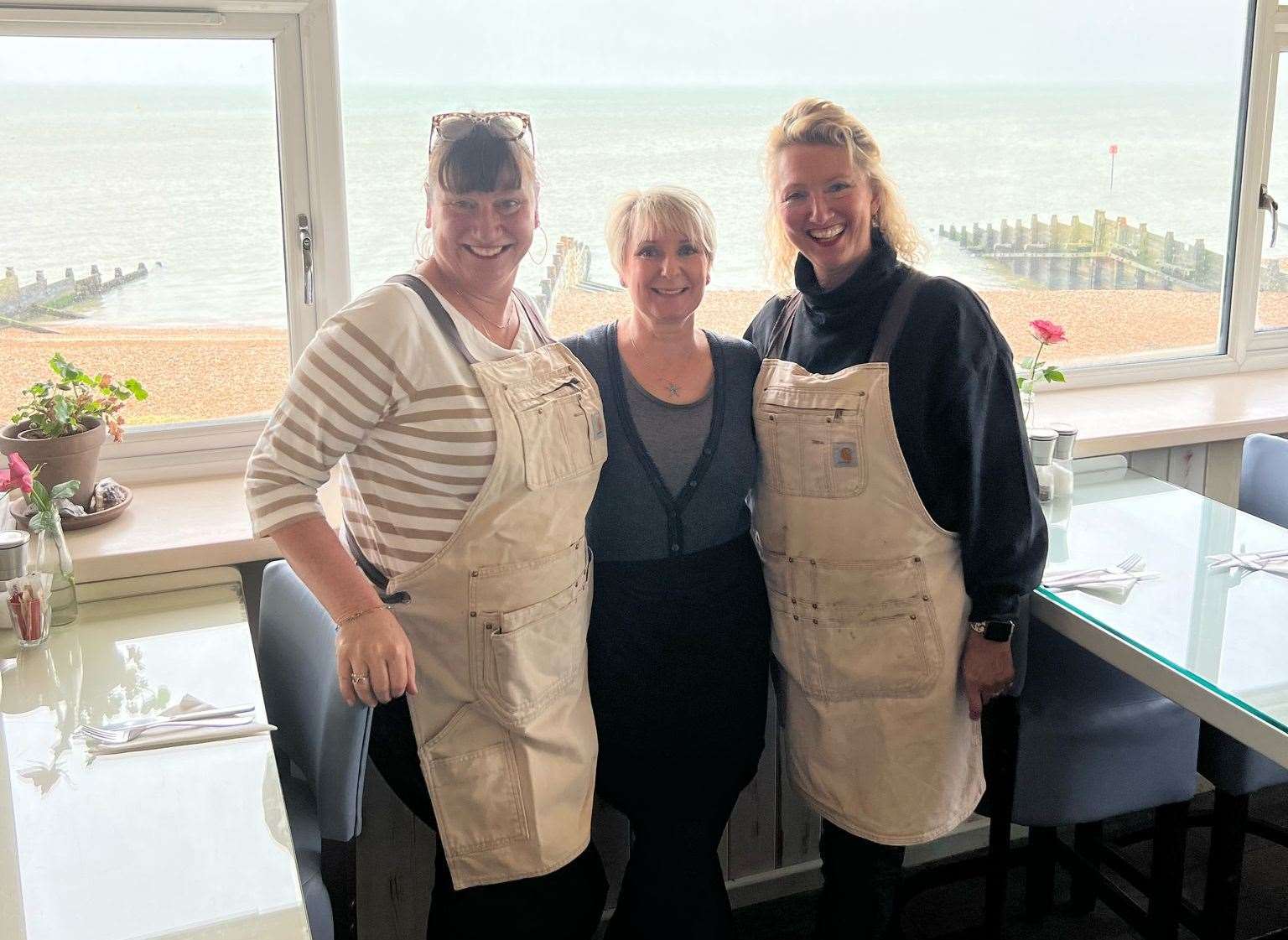 Diana Lewis and colleagues at the Bubble Cafe in Whitstable