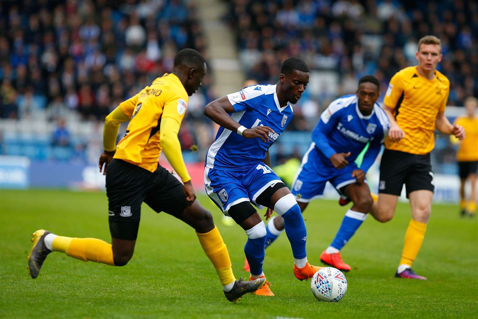 Mikael Ndjoli on the ball for Gillingham Picture: Andy Jones