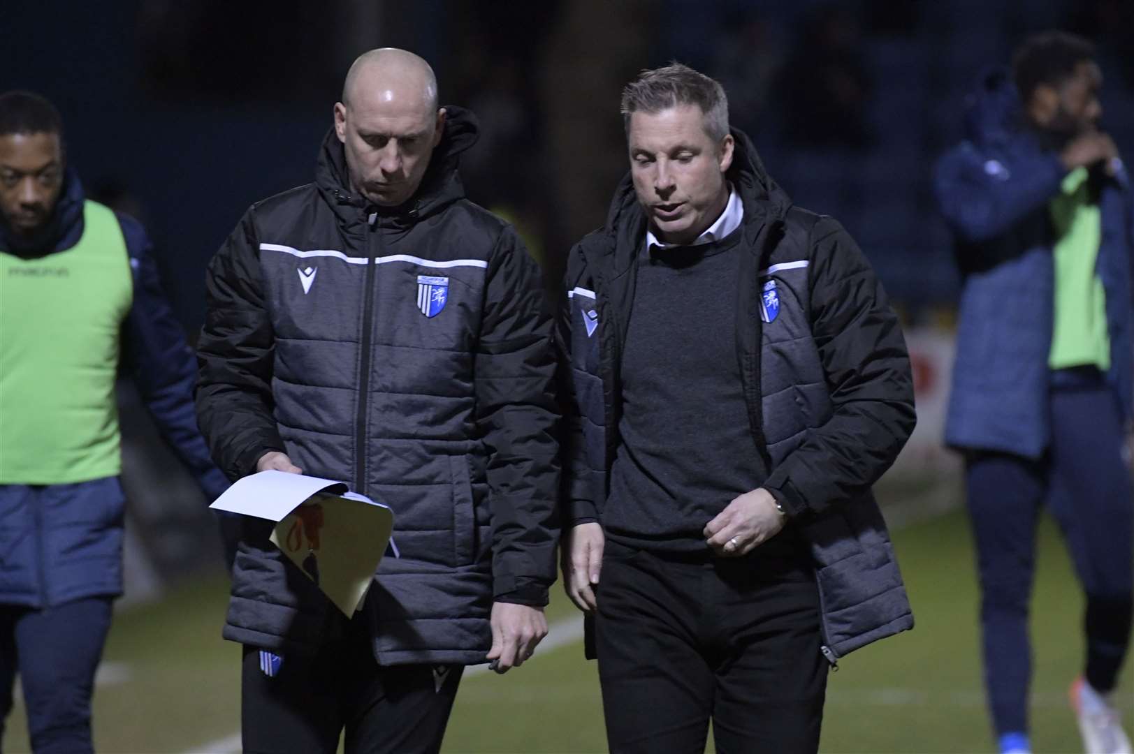 Manager Neil Harris and assistant David Livermore will be focussing on Wycombe tonight Picture: Barry Goodwin