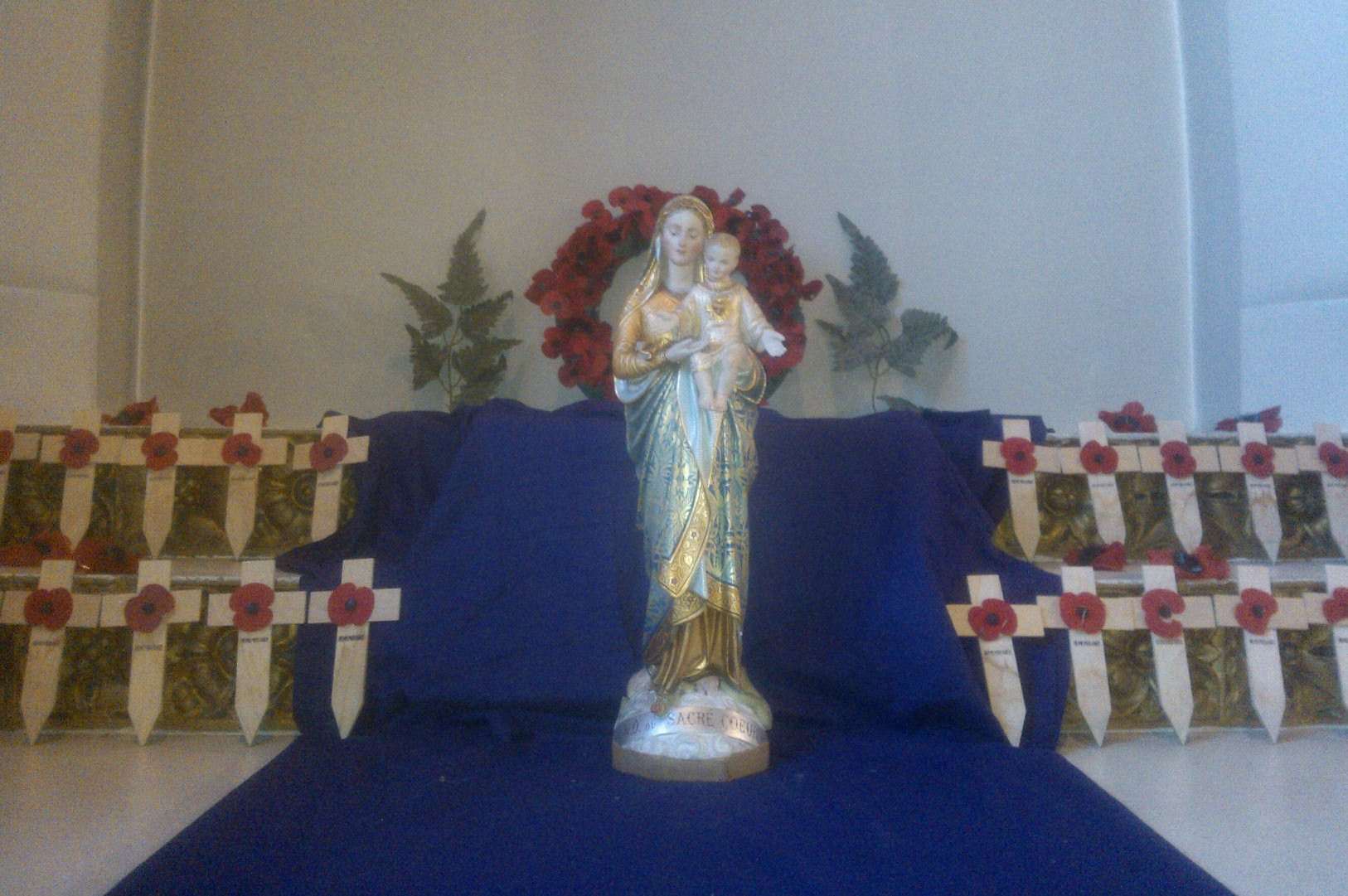 The statue of the Virgin Mary in its remembrance grotto