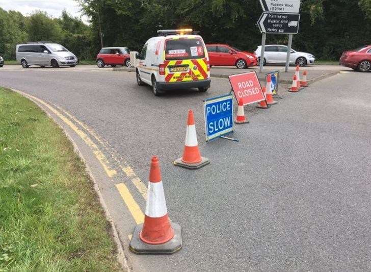 The road was closed after the crash. Picture: Kent Highways