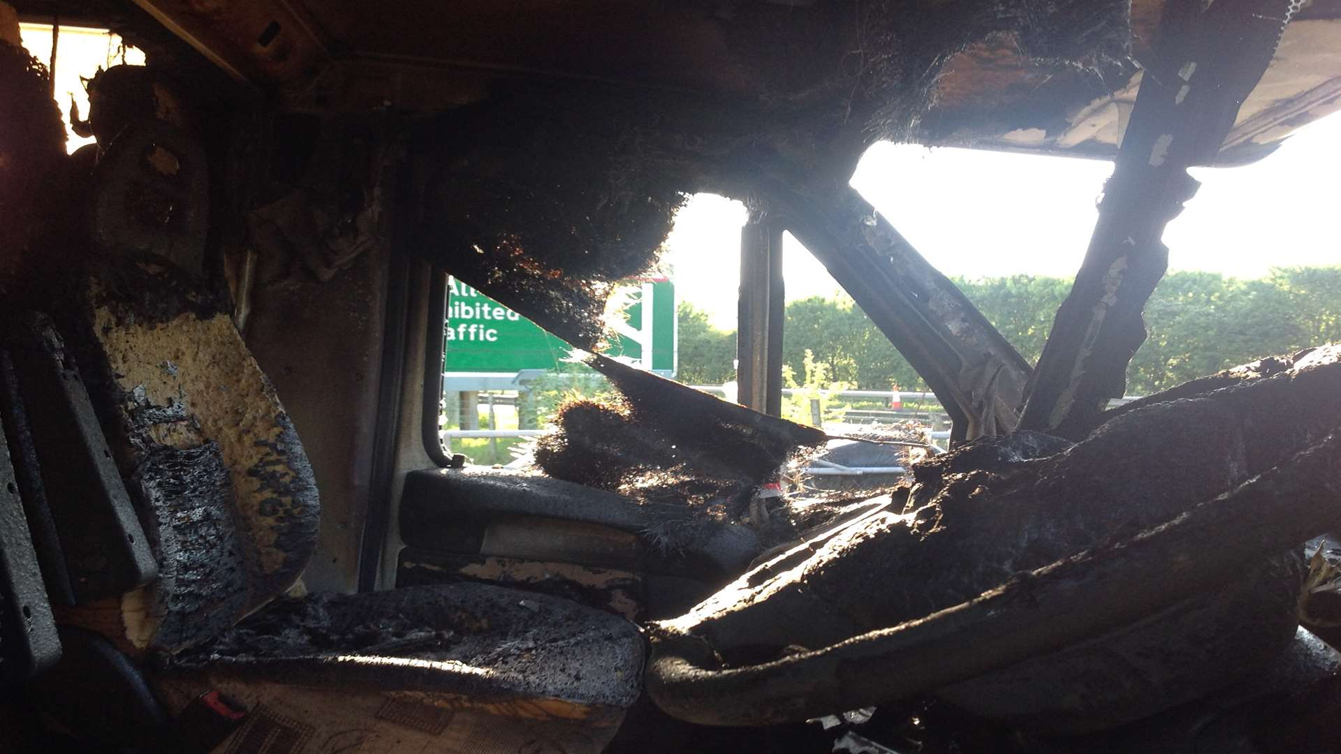 The inside of the cab is unrecognisable. Picture: Gina Fuller