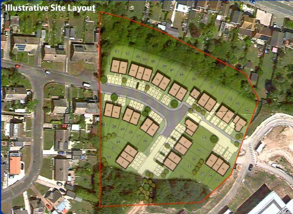 Layout of the proposed 30 homes off Admirals Walk