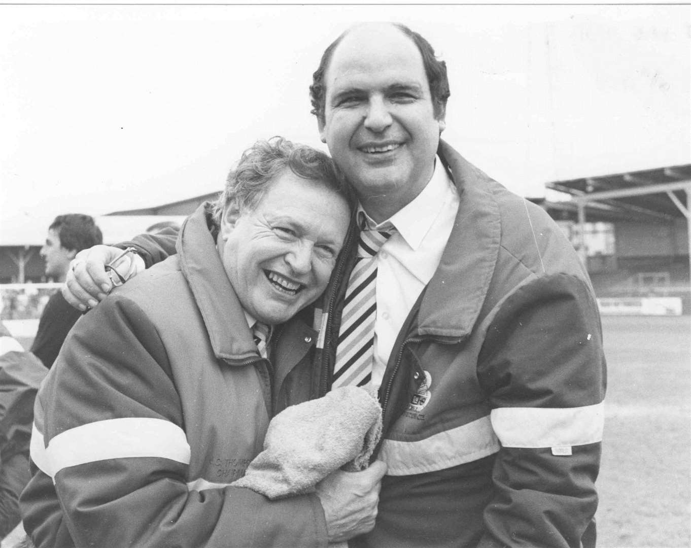 John Still with chairman Jim Thompson after Maidstone's 1989 Conference title was confirmed