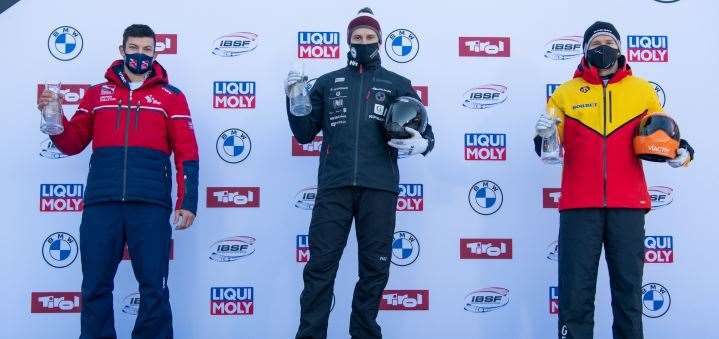 Matt Weston on the podium in Austria. (43632318)