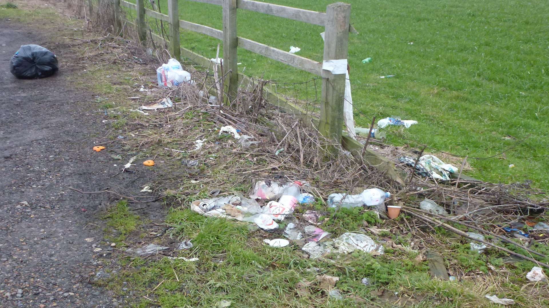 Litter on the A258 Deal Road, Dover, near Jubilee Way.