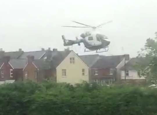 The air ambulance leaves the scene. Picture: @GeorgiaLloydie