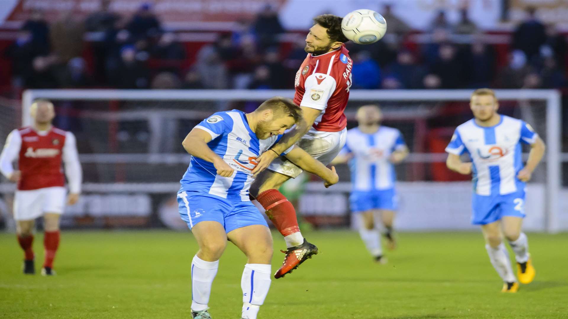 Dean Rance gets airborne against Hartlepool Picture: Andy Payton