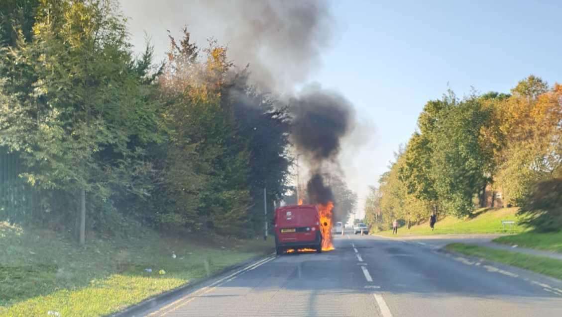 A Royal Mail van is alight on Hever Court Road, in Gravesend (4727708)