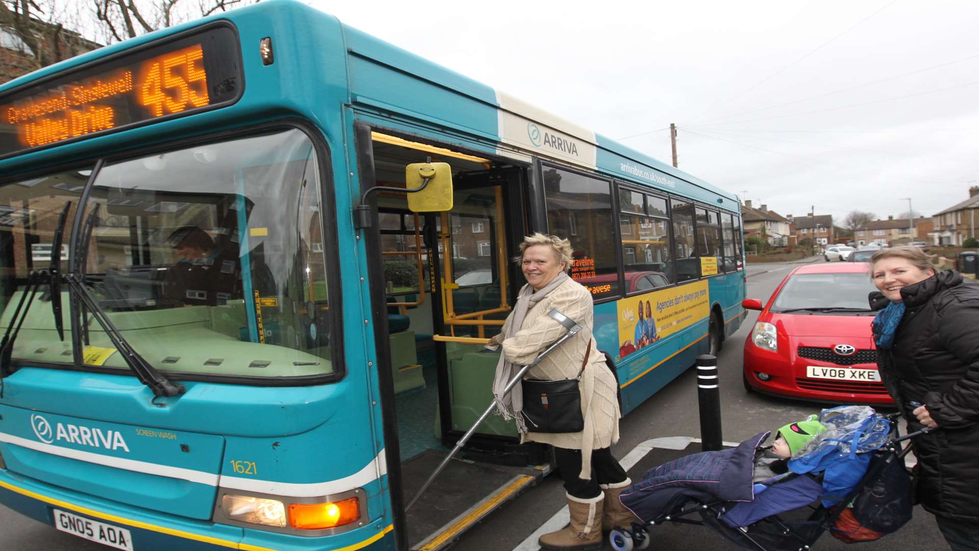 Sandra Stevens and Dee Matthews welcomed the return of the original 455 Arriva bus service through Swanscombe