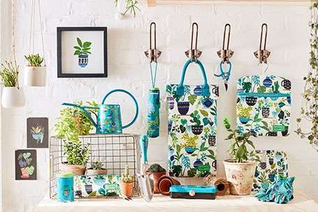 Sophie Conran garden accessories in gorgeous blue and green prints