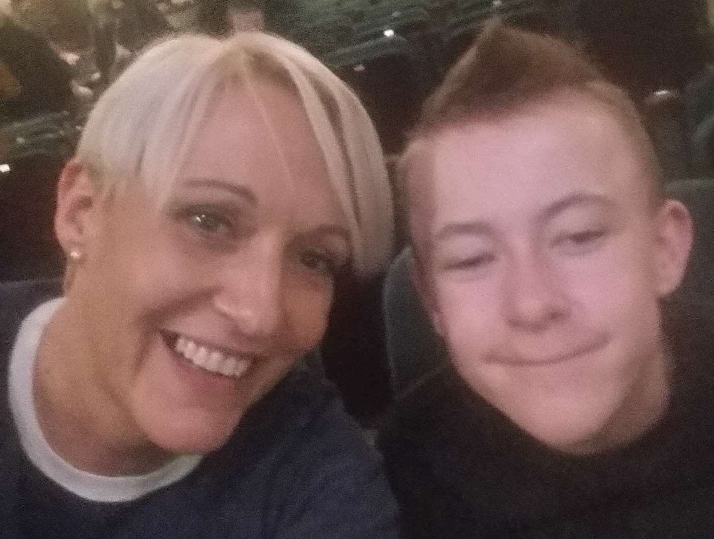 Lynsey Hayes with her son Darragh, 15