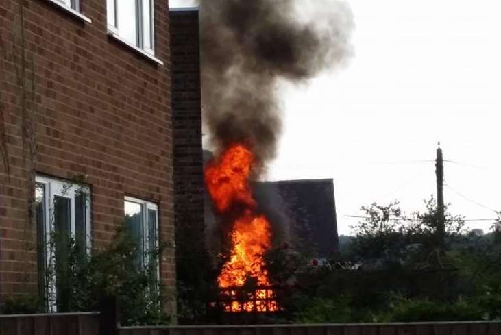 Fire at the Co-op in Shepherdswell. Picture: @mckenziephotos