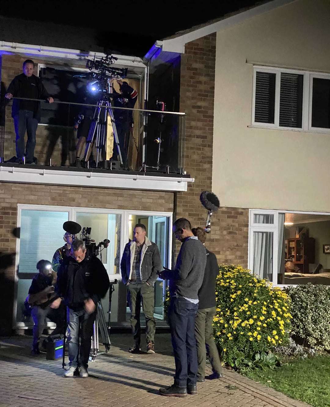 A camera in on the balcony for a Silent Witness night shoot at The Leas. Picture: Mike Fendt