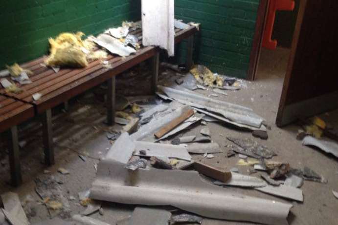 Changing room facilities were badly damaged during the incident