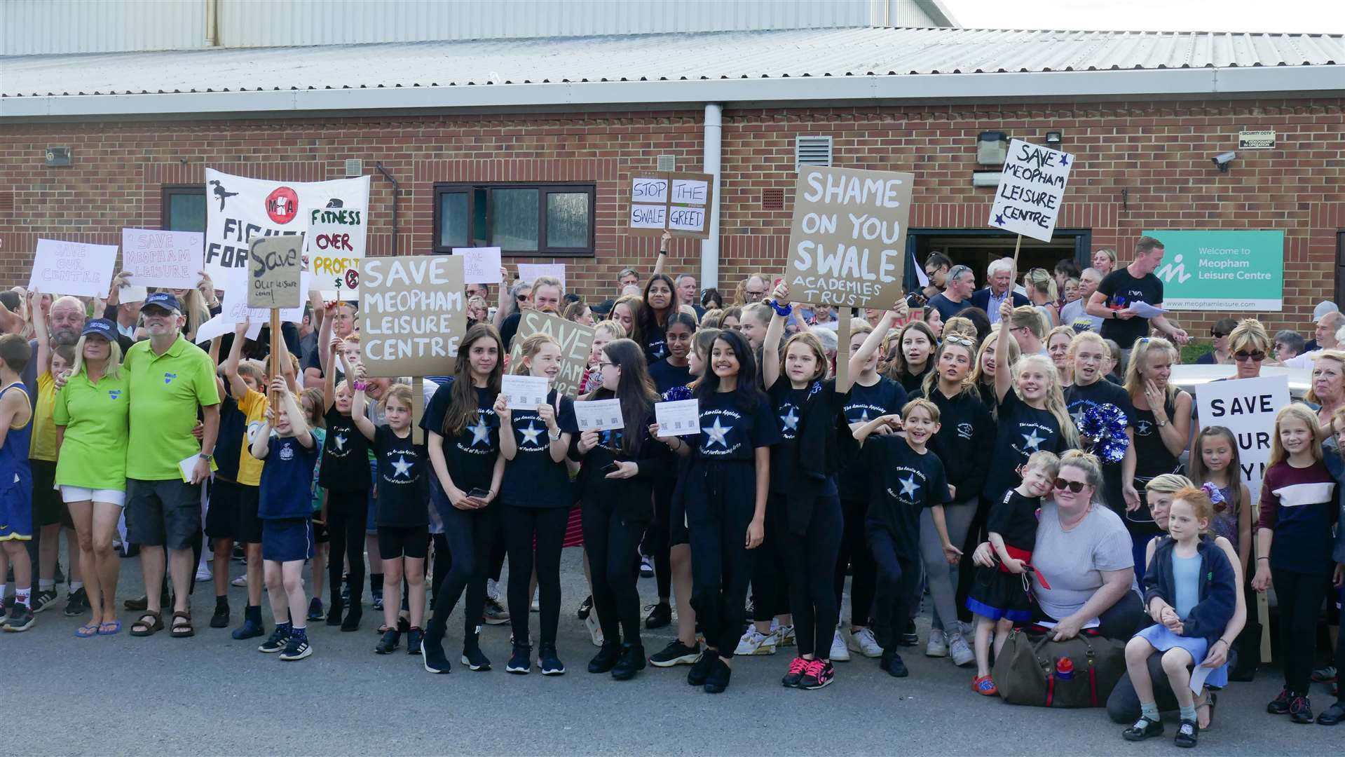 Many people turned out for Monday's protest at Meopham Leisure Centre. Photo: Anna Roberts