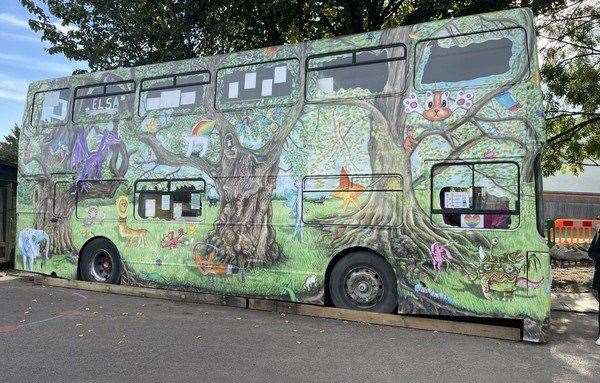Mental health and well-being bus "The Nest" at Lawn Primary School in High Street, Northfleet. Photo credit: Lawn Primary School