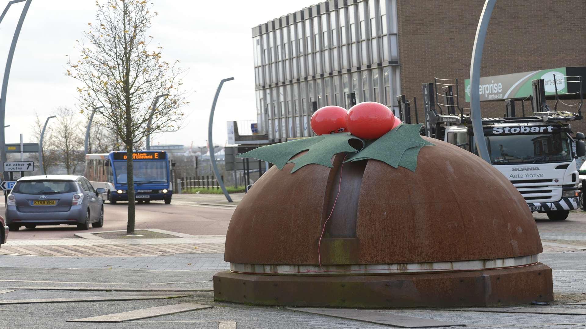 The Bolt in Ashford - when pranksters decorated it as a Christmas pudding