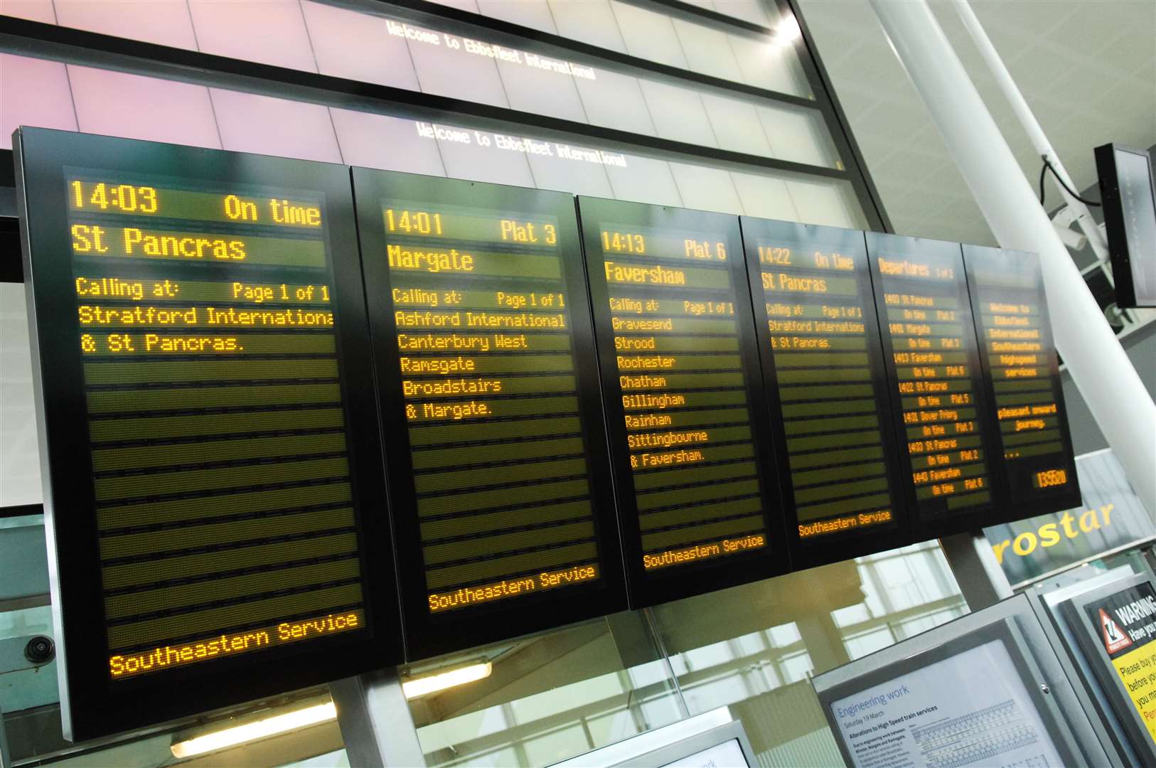 Ebbsfleet International is just one of many stations in Kent which will be displaying the messages
