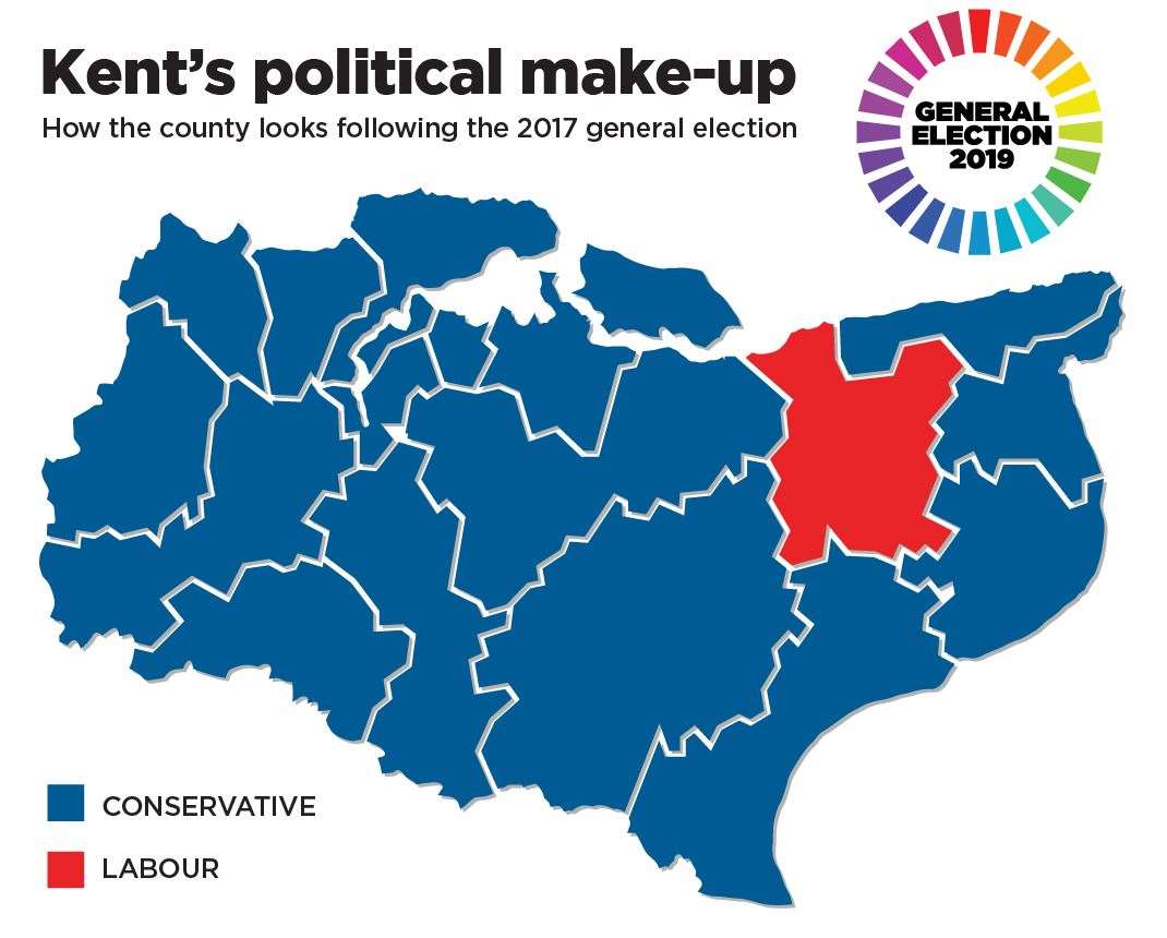 The political make-up of Kent at the last election
