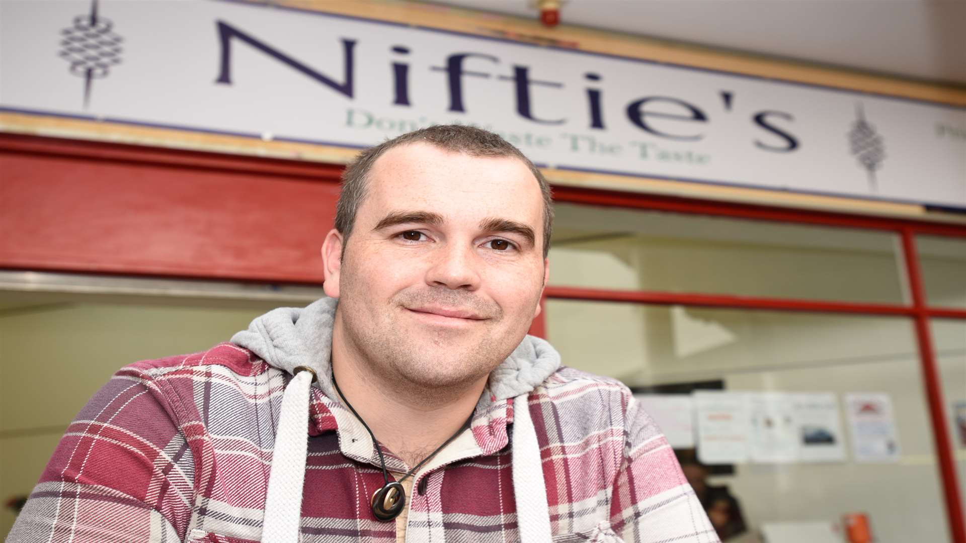 Nathaniel Richards outside Niftie's in the Charlton Shopping Centre, Dover