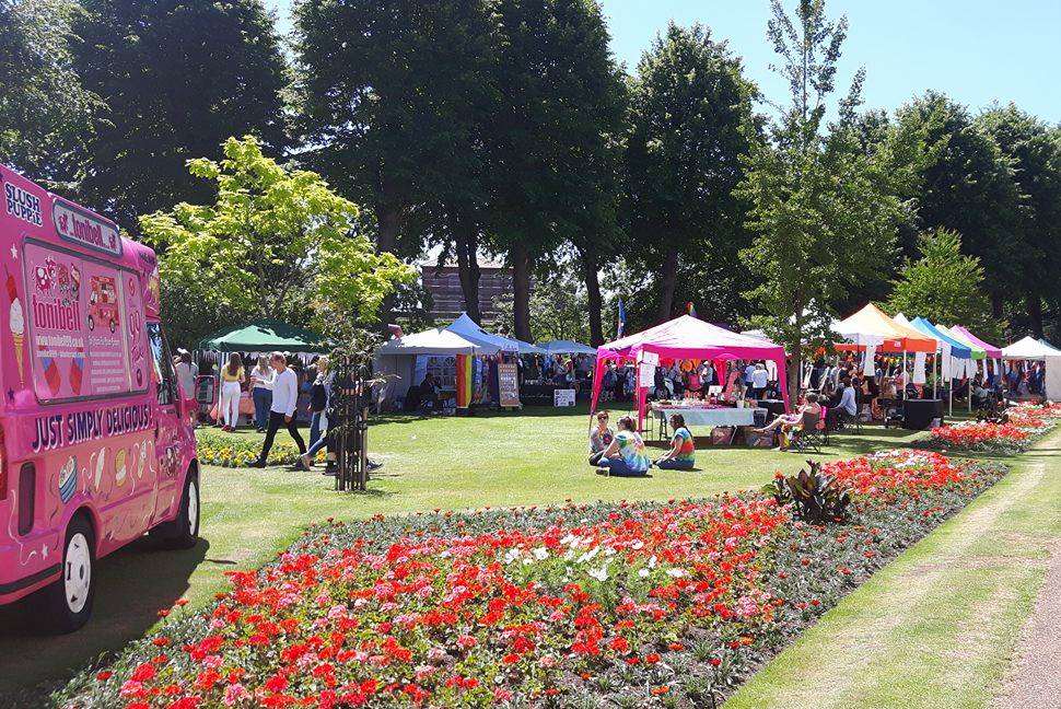 Canterbury's Dane John gardens were filled with stalls and stages.