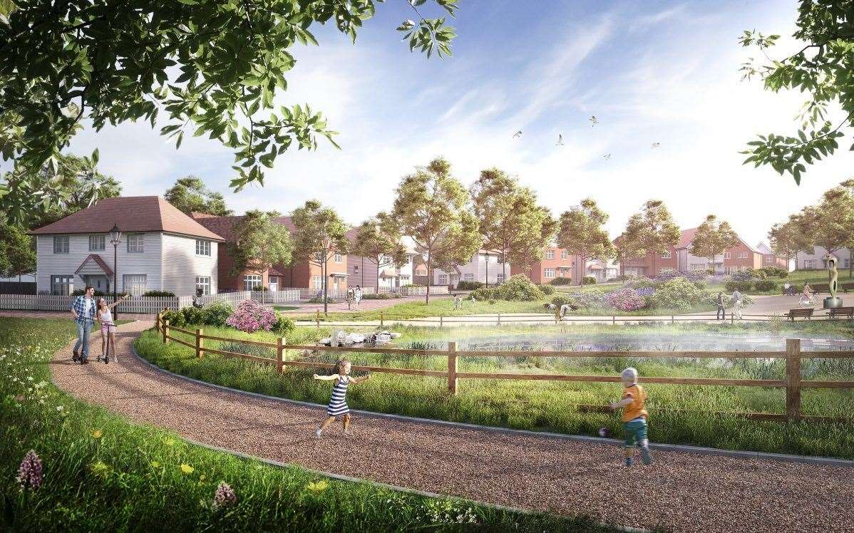 An artist impression of what Highsted Park will look like if given the green light. Picture: Quinn Estates
