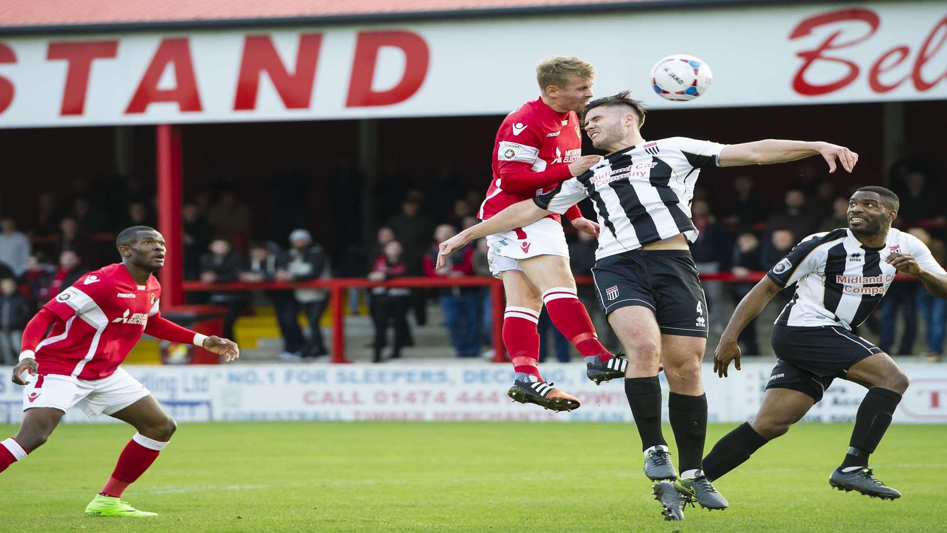 Jordan Parkes climbs well to win this header in the Bath City box Picture: Andy Payton
