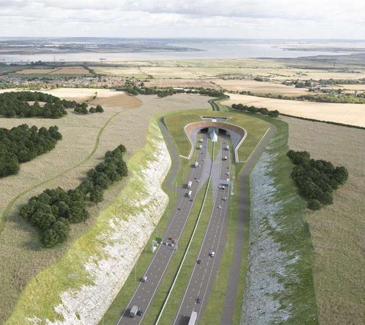 A CGI of the Lower Thames Crossing which it is believed will actually add to carbon emissions