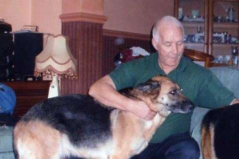 Roger Berriman with his dog Eima, who smelt he had prostate cancer