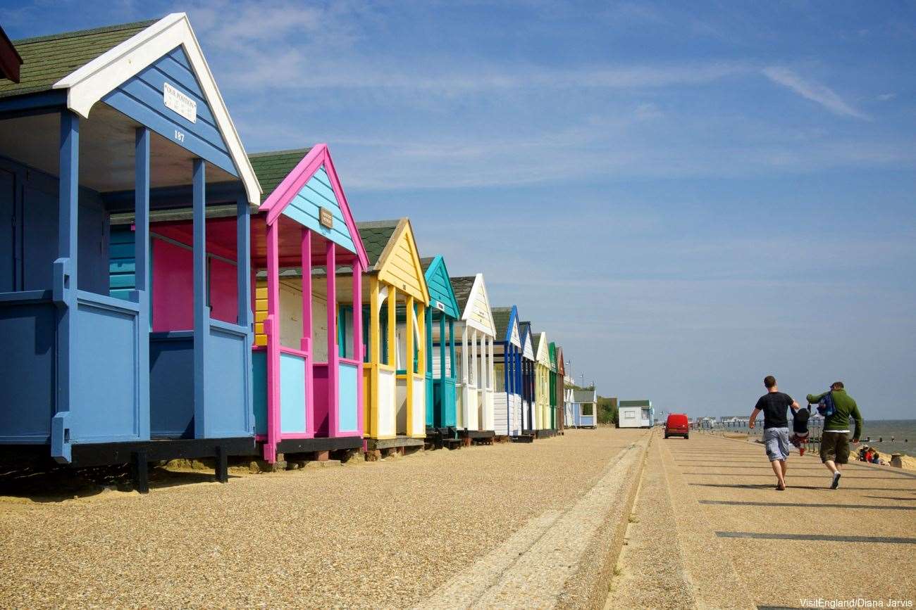 Brightly-painted beach huts in Southwold, Suffolk