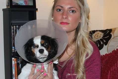 Ramsgate mum Nadine Little and her injured pet dog Lola