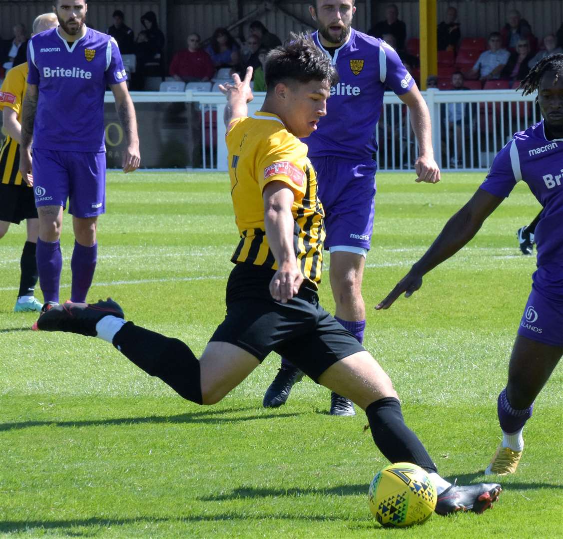 Folkestone striker Tyler Sterling has joined Hythe on a one-month loan. Picture: Randolph File