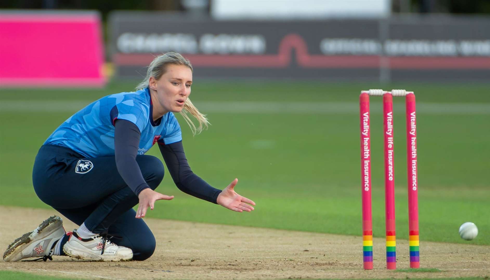 New Kent Women’s captain Megan Belt in action. Picture: Kent Cricket / Ian Scammell