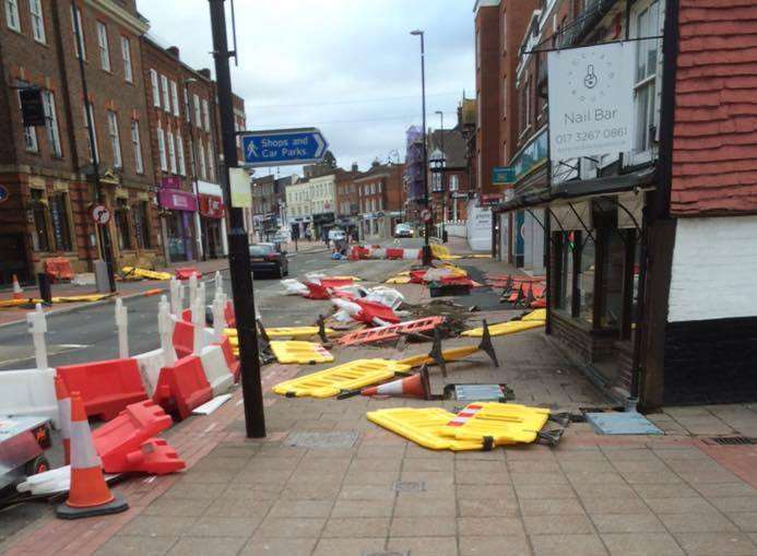 Tonbridge High Street is strewn with road furniture. Picture: Vicky Hatcher