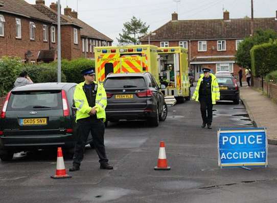 Police close off Fostall Road after women seriously hurt. Pic: Dean Ramsden.