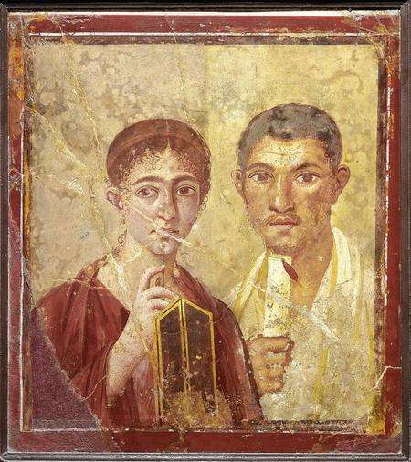 Pompeii: Portrait of baker Terentius Neo and his wife. Pompeii, AD55–79