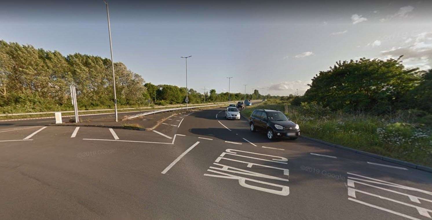 The A256 Sandwich Bypass between Monk's Way and Ramsgate Road has been closed. Picture: Google
