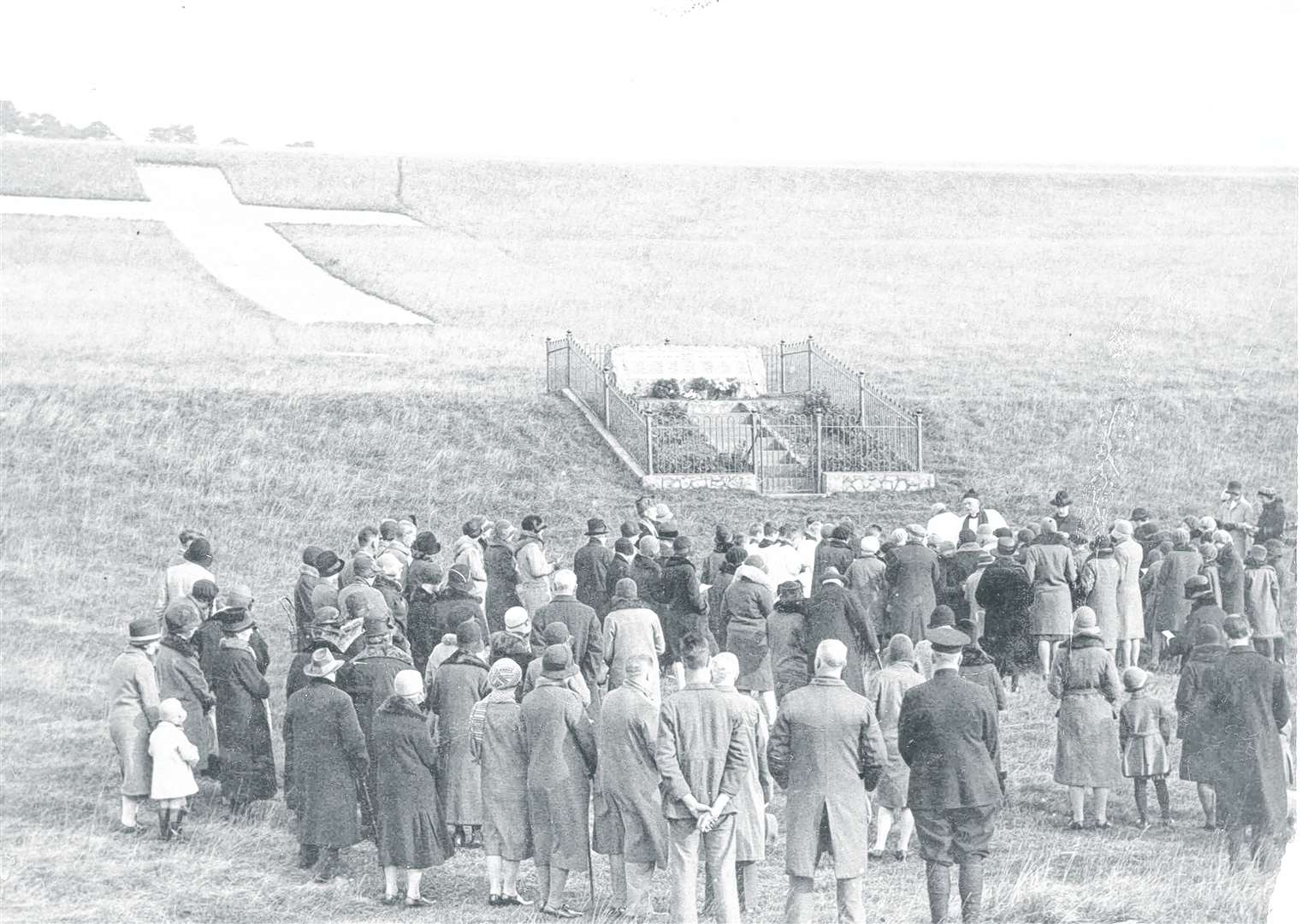 A Remembrance Day service at the Lenham Cross in 1930