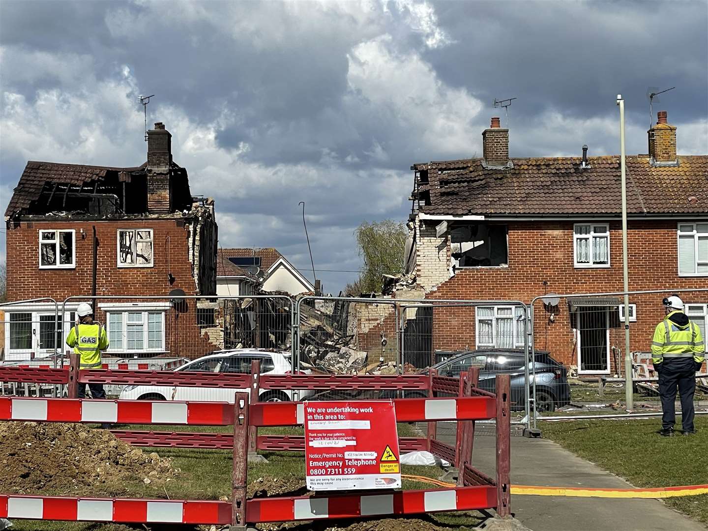The explosion destroyed one house and severely damaged two others