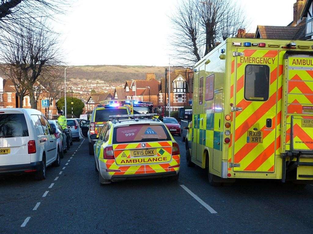 Emergency crews are at the scene yesterday. Picture: @UKNIP247