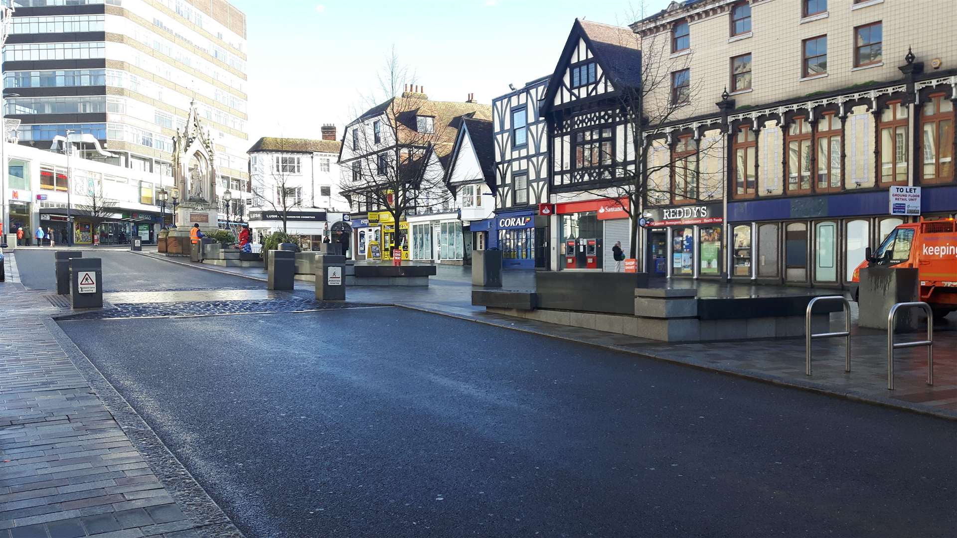 Jubilee Square in Maidstone saw marked drop in footfall today