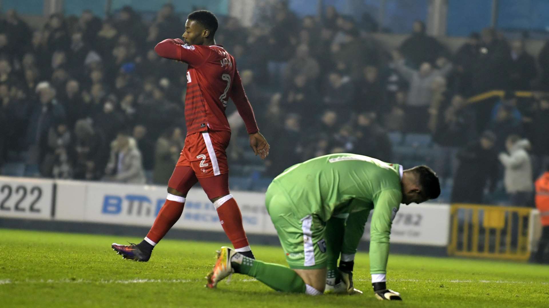 Keeper Stuart Nelson after Millwall score their second goal. Picture: Barry Goodwin